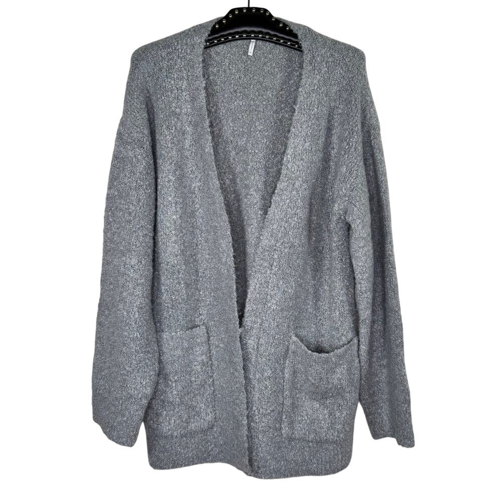 Three Dots Gray Open Front Wool Sherpa Cardigan S… - image 2